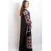 Boho Style Ukrainian Embroidered Maxi Broad Dress Black "Grace"